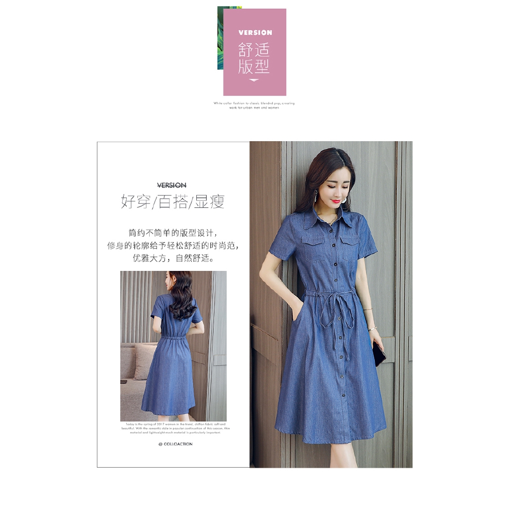 Đầm Denim Ngắn Tay Xinh Xắn Theo Phong Cách Hàn Quốc Dành Cho Nữ 2020 | BigBuy360 - bigbuy360.vn