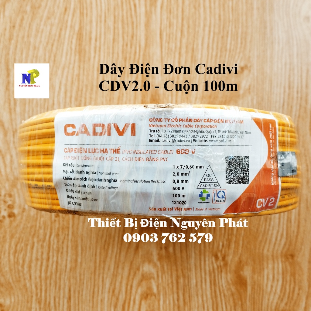 [CADIVI] Dây Điện Đơn CDV2.0 - Cuộn 100m