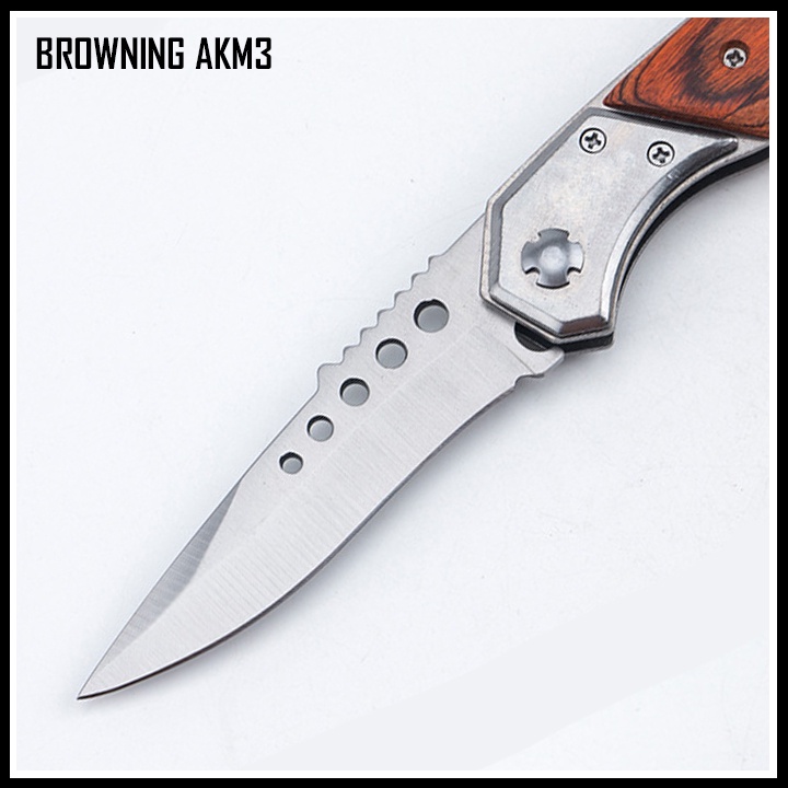 Dao phượt bấm BROWNING AKM3 cắt gọt hoa quả gấp gọn có bao đựng bỏ túi tiện lợi