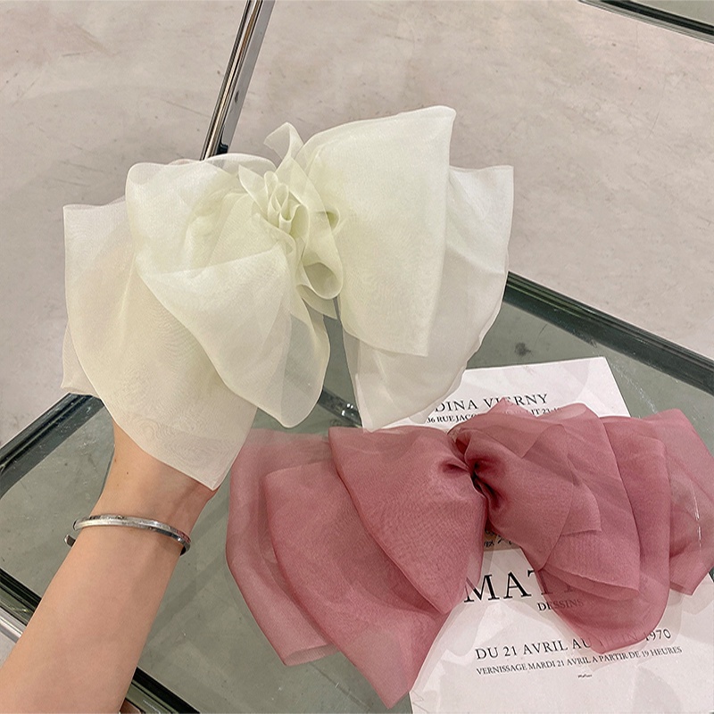 Kẹp Tóc Nơ Vải Chiffon Cỡ Lớn Phong Cách Hàn Quốc Thời Trang Cho Nữ OUYOU