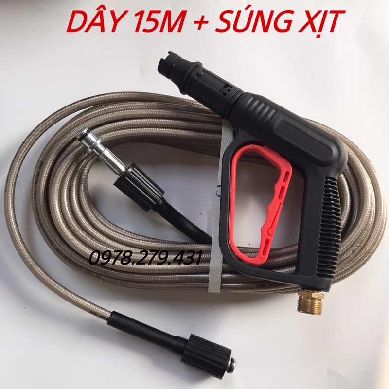 COMBO dây rửa xe và súng xịt 10M-15M-20M-30M / SÚNG XỊT ÁP LỰC CAO REN 22MM