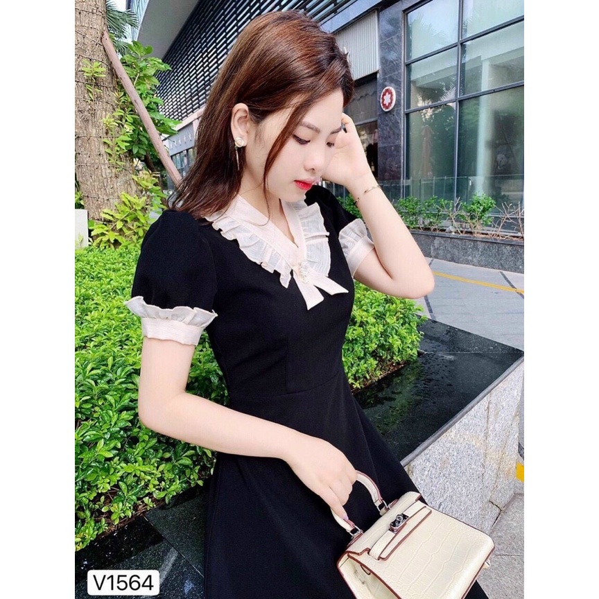 Đầm Suông Phối Viền Bèo Chất Umi Mềm Mại