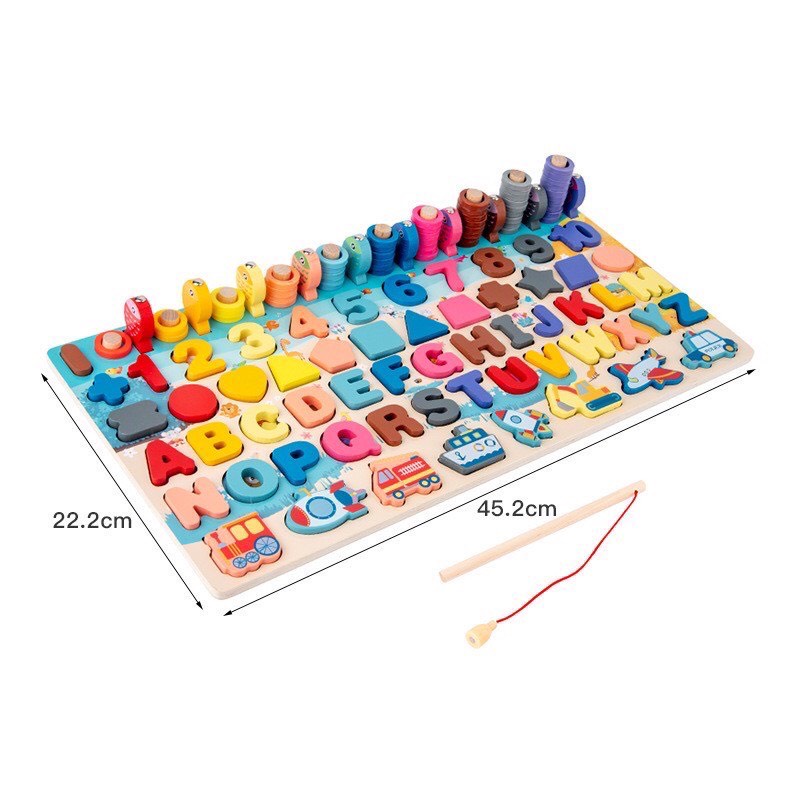 Đồ Chơi Gỗ Thông Minh - Bảng Gỗ Câu Cá 6in1 Ghép Chữ Đa Năng Cho Bé [Tiếng Việt]