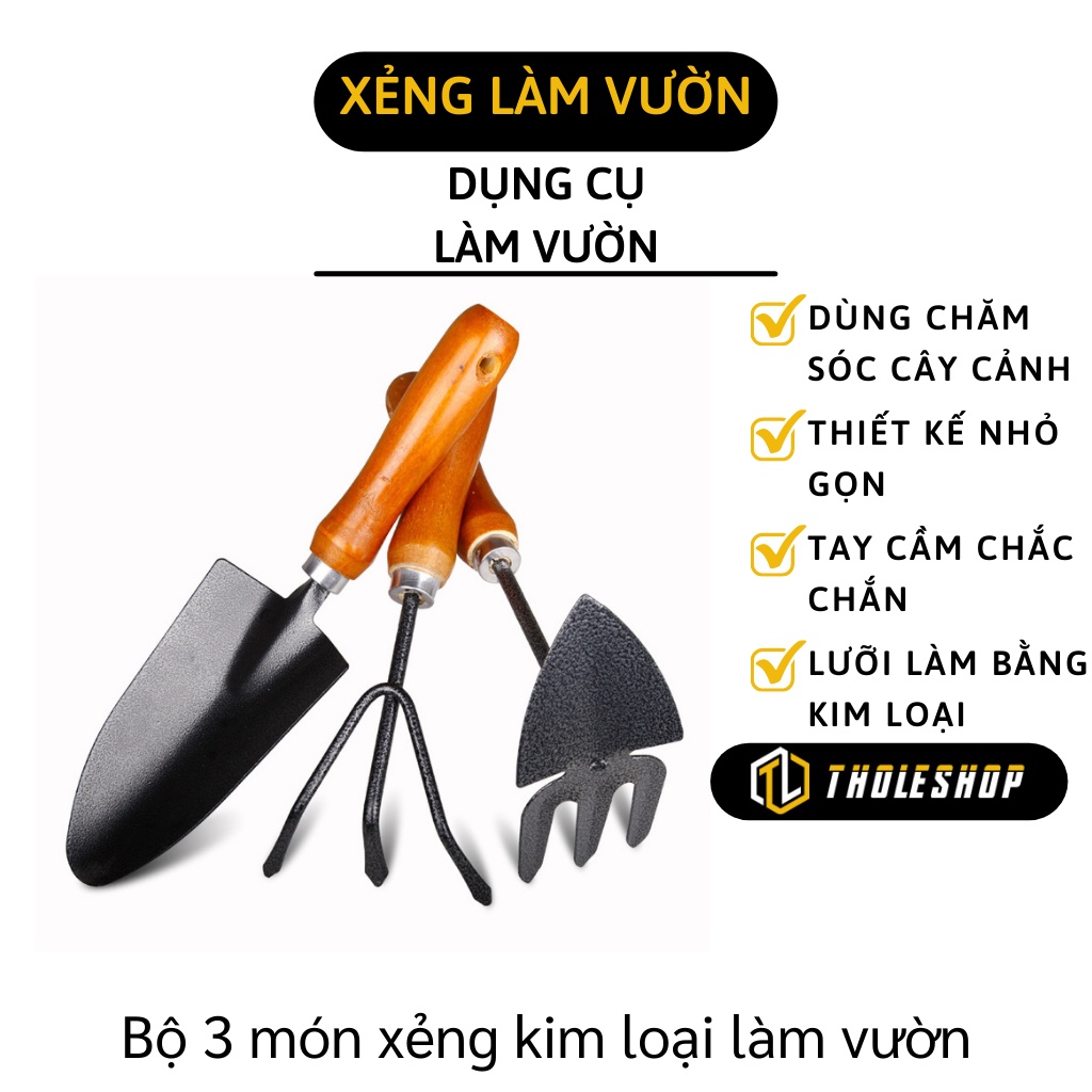 Xẻng Làm Vườn - Dụng Cụ Làm Vườn Trồng Cây Mini 3 Món Tiện Dụng 8497