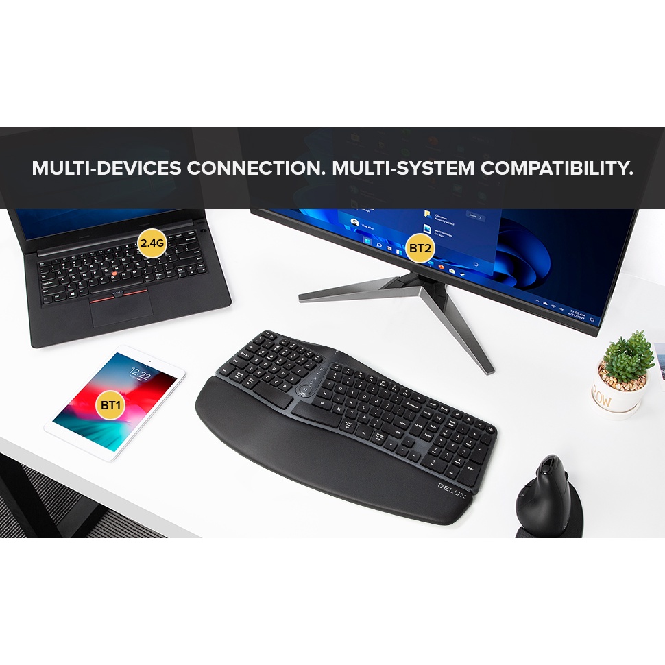 Bàn Phím Bluetooth Không Dây Delux GM901D GM901 2.4G USB Cho Windows Mac