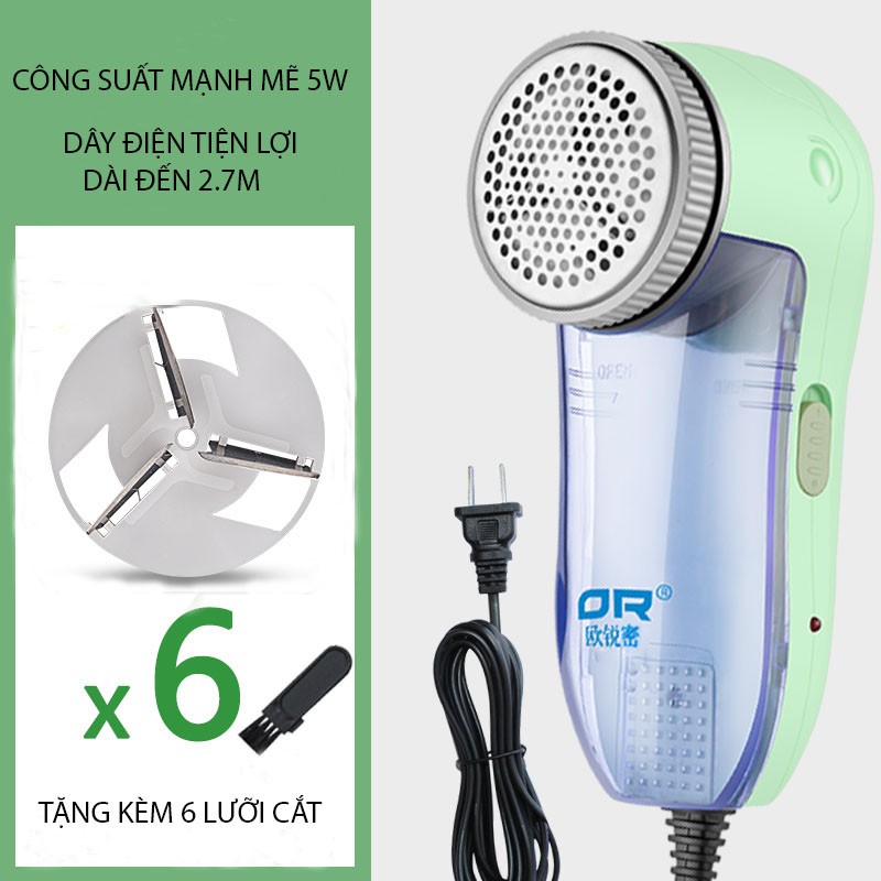 Máy cắt lông xù quần áo dùng cắm điện không lo sạc pin OR 8852 chính hãng, cao cấp tặng kèm 6 lưỡi cắt