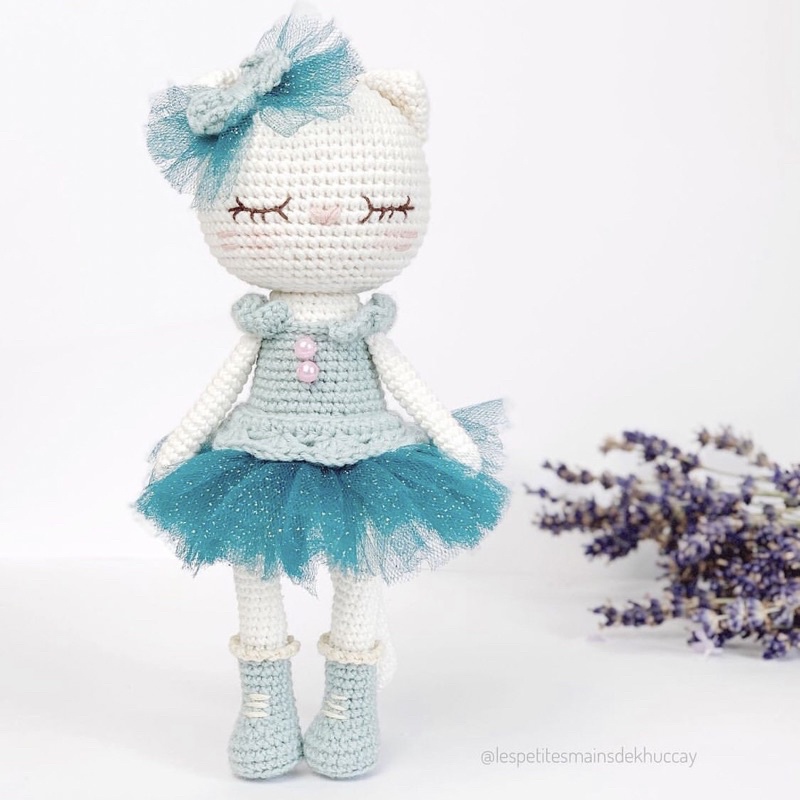 Con Mèo Nhồi Bông Bằng Len Dễ Thương Làm Quà Tặng Cho Bé - Thú Bông Handmade Đan Móc Thủ Công Bằng Tay