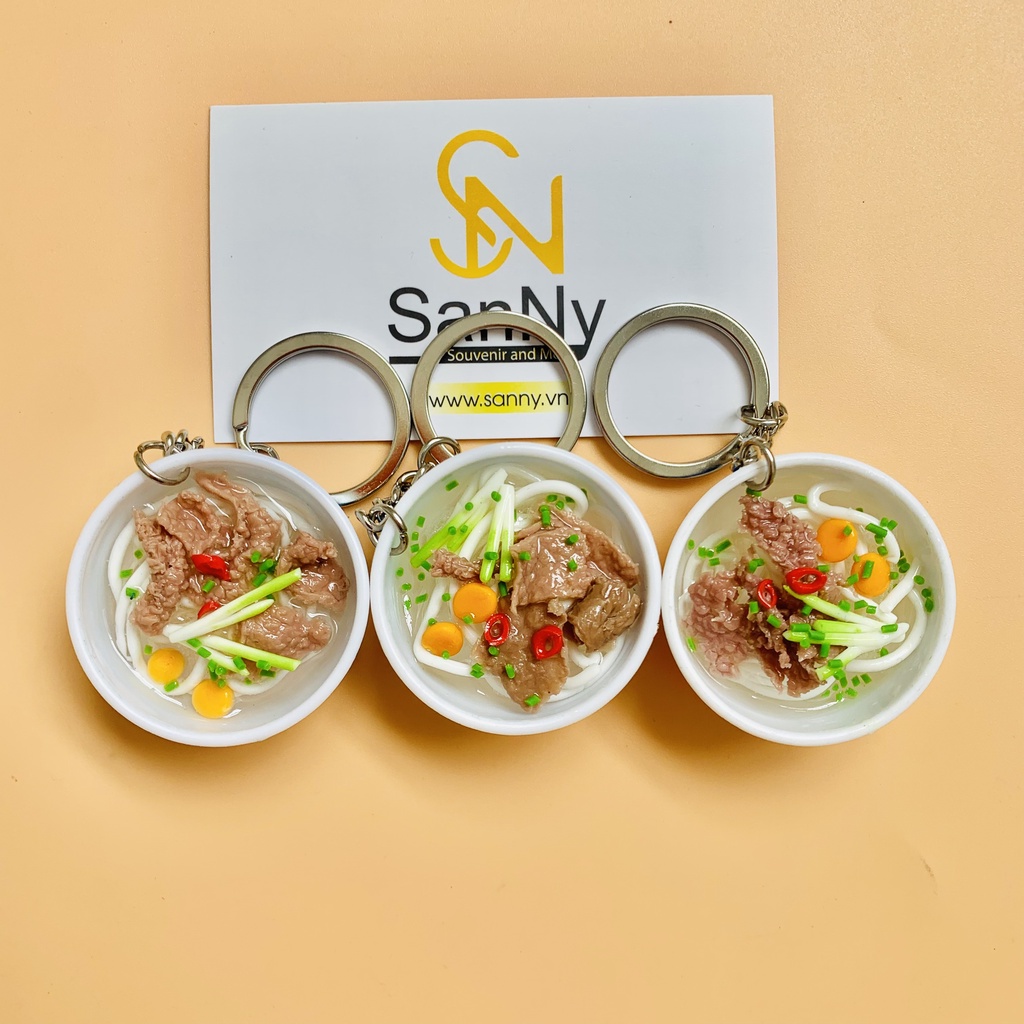 Móc khóa tô Phở quà tặng lưu niệm Việt Nam Keychain Handmade chất liệu bằng đất sét