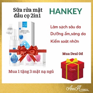 Sữa Rửa Mặt Tạo Bọt Amino Acid Đầu Cọ Silicon Hankey Giúp Sạch Sâu Lỗ Chân Lông Giảm Mụn Chai 120ml Nội Địa Trung