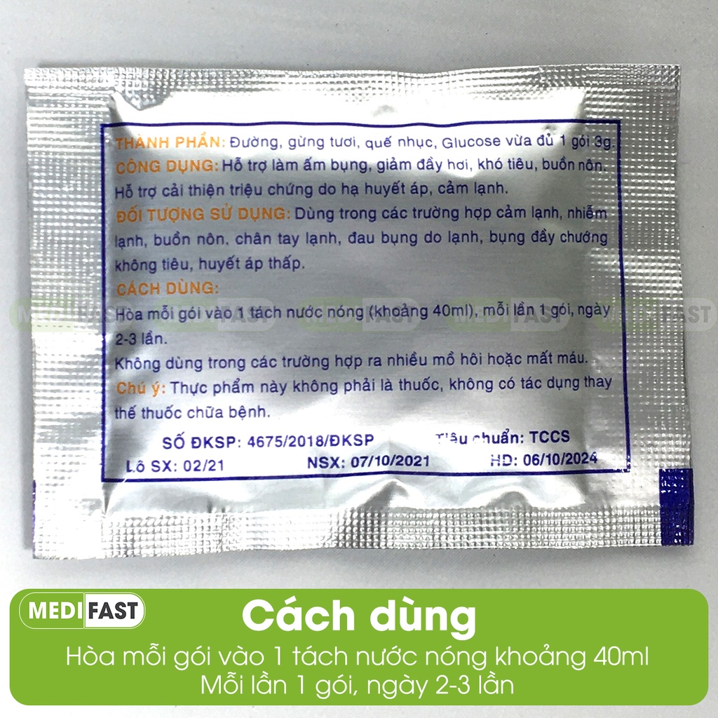 Trà gừng giải cảm, làm ấm cơ thể, cảm lạnh - Trà gừng đ.y - Hộp 10 gói