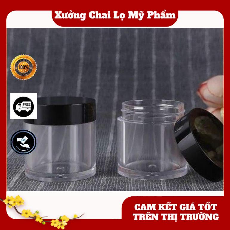 Hủ nhựa trong 10g thân cao nắp đen , hủ chiết mỹ phẩm , chai lọ chiết mỹ phẩm , phụ kiện du lịch