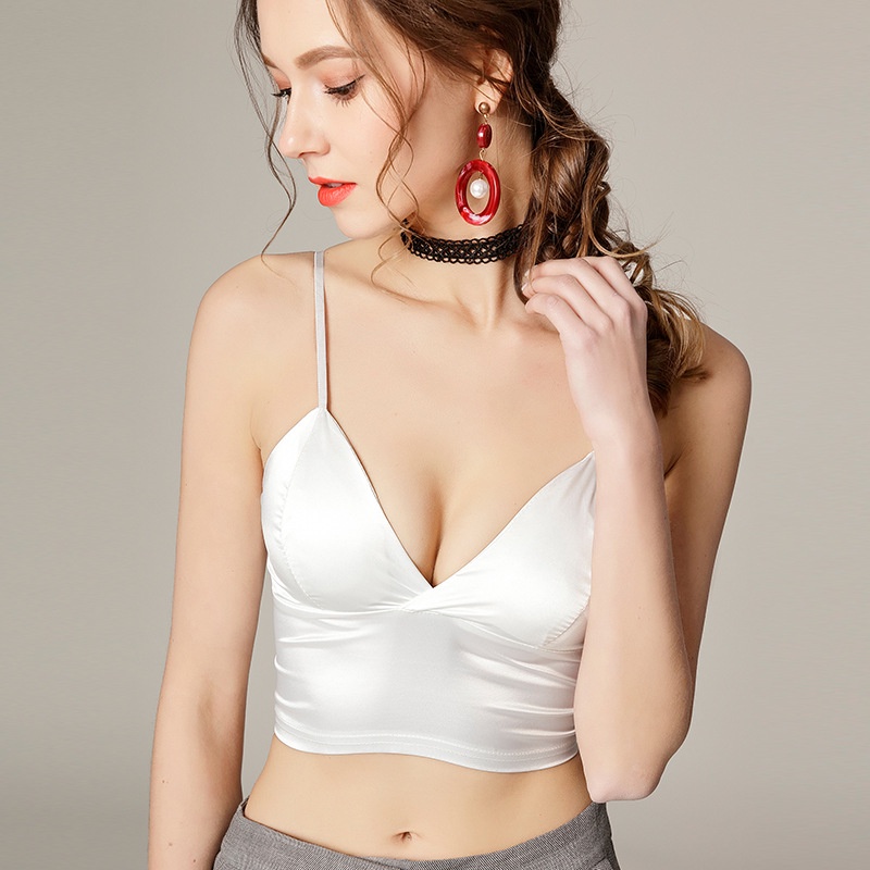 Áo Bra 2 Dây Satin Bản To - Áo Ngực Không Gọng Kèm Mút Phi Lụa AMYBRA B264
