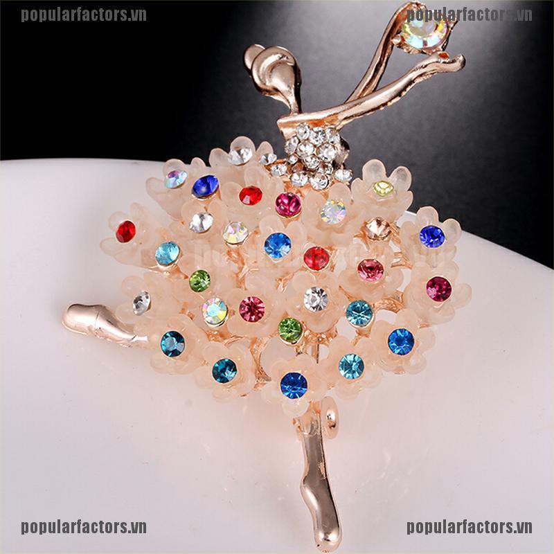 Ghim Cài Áo Hình Cô Gái Nhảy Múa Đính Đá Thời Trang