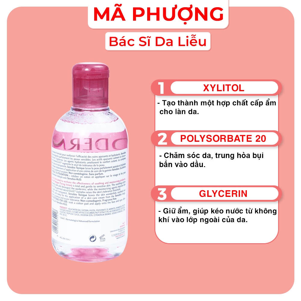 [CHÍNH HÃNG CÓ BILL] Nước hoa hồng toner cho da nhạy cảm Bioderma Sensibio Tonique