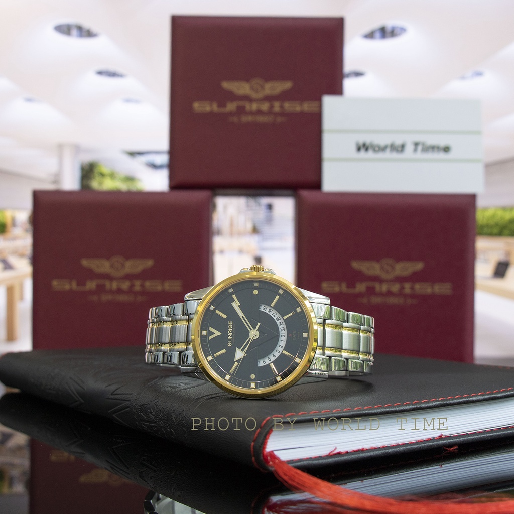 Đồng hồ pin, đồng hồ nam dây thép Sunrise DM1116SWA full box, kính sapphire chống xước, chống nước