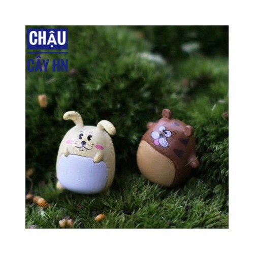 Tiểu cảnh thú béo trang trí terrarium, sen đá, xương rồng, cây cảnh mini, charm slime trang trí chậu cây trồng, nhà cửa