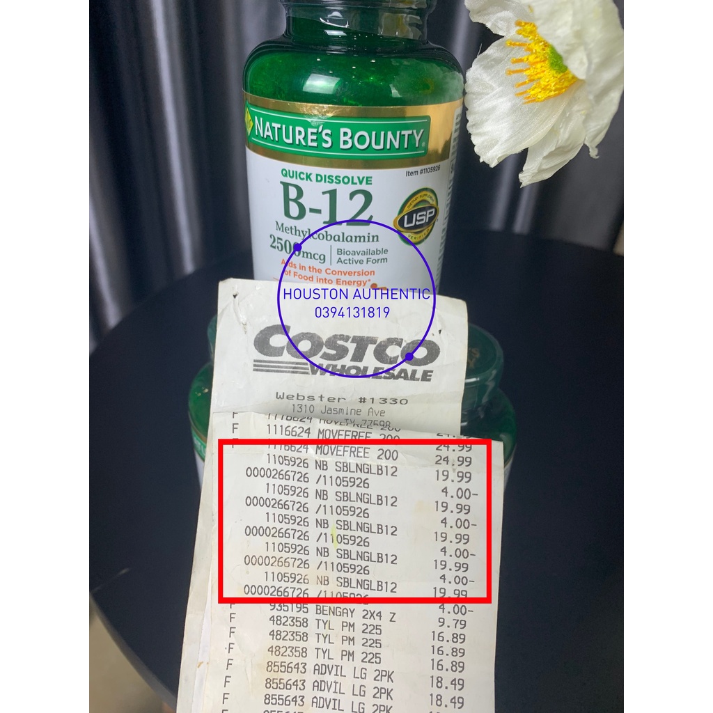 Viên Bổ Sung Vitamin B12 Nature's Bounty B12 2500mcg 300 viên _ Live mua hàng tại Mỹ