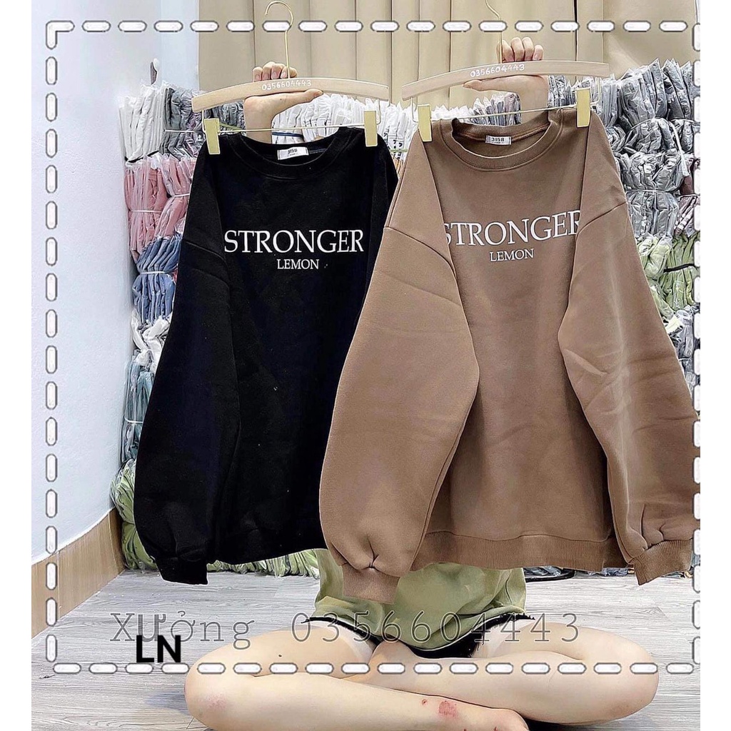 [ÁO NỈ GIÁ ĐẸP] Áo nỉ Sweater STRONGER form thụng tay bồng phối gì cũng đẹp (45-CT9)