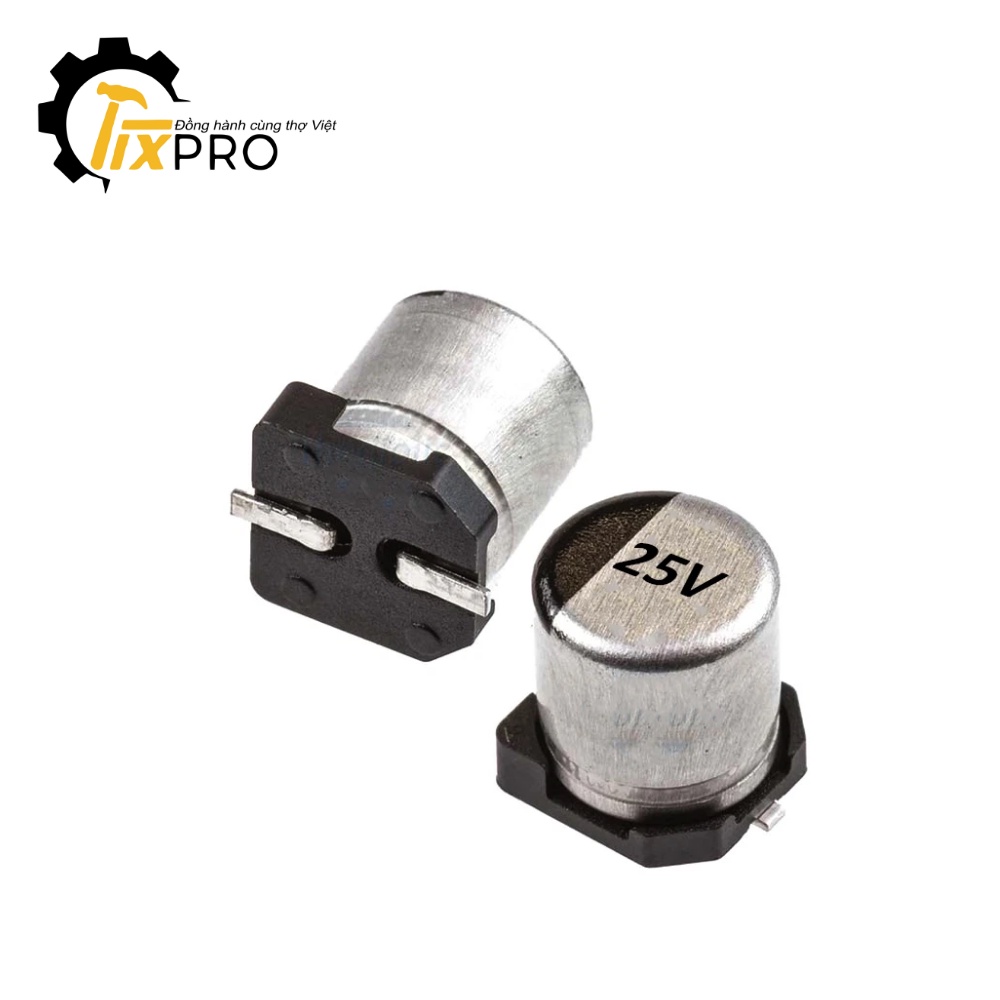 Tụ điện nhôm 25V 220uF kích cỡ 8x10mm.