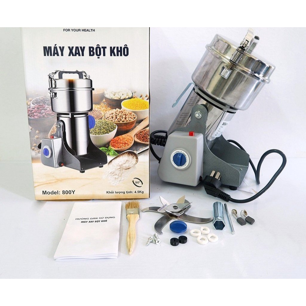 Máy xay mịn bột khô Công Nghiệp 200-500-1000gr, máy nghiền bột khô Xay được tất cả loại hạt