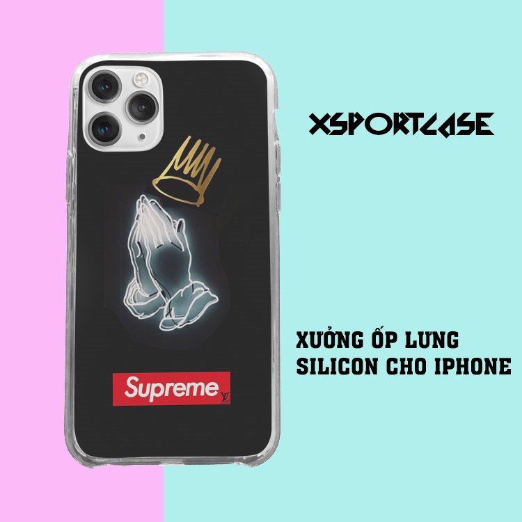 Ốp lưng silicon đôc đáo XSPORTCASE Supreme bàn tay Iphone 7 - Iphone 12 pro max SUPPOD00073