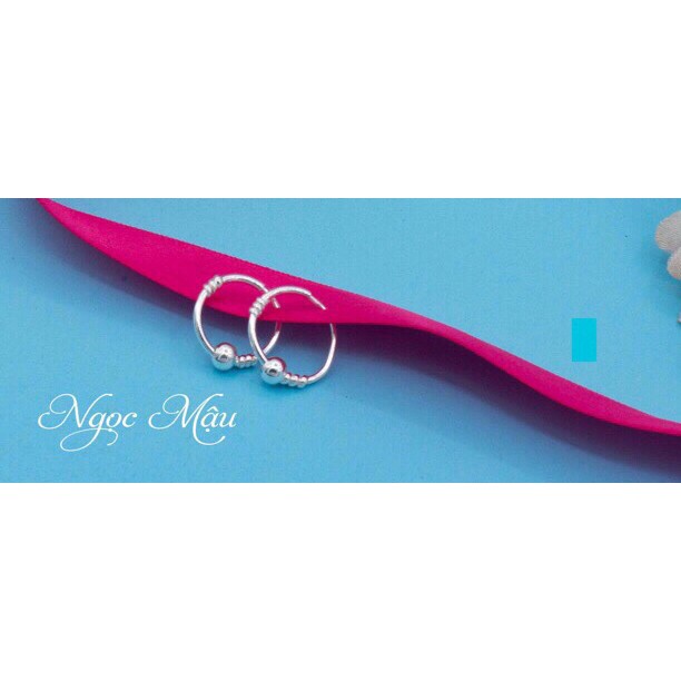 Khuyên tai tròn dày dặn quấn lò xo 1 bi bạc ta 1 chiếc đẹp