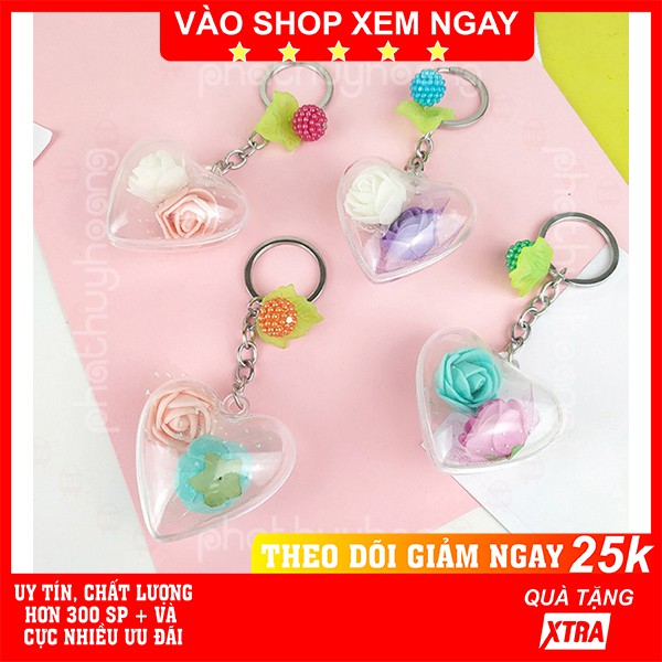 Móc khóa trái tim bông hồng 💝 FREESHIP 🚛 Có video thật 🎥 Móc khóa trái tim bông hồng bằng nhựa cực đẹp - Phát Huy Hoàng