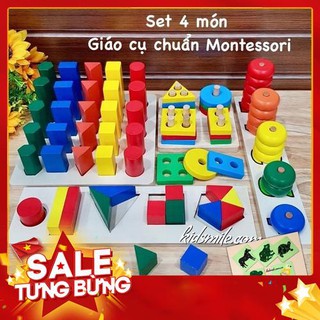 Combo 4 Giáo Cụ Toán Học Và Hình Học Montessori Phát Triển Tư Duy Cho Trẻ