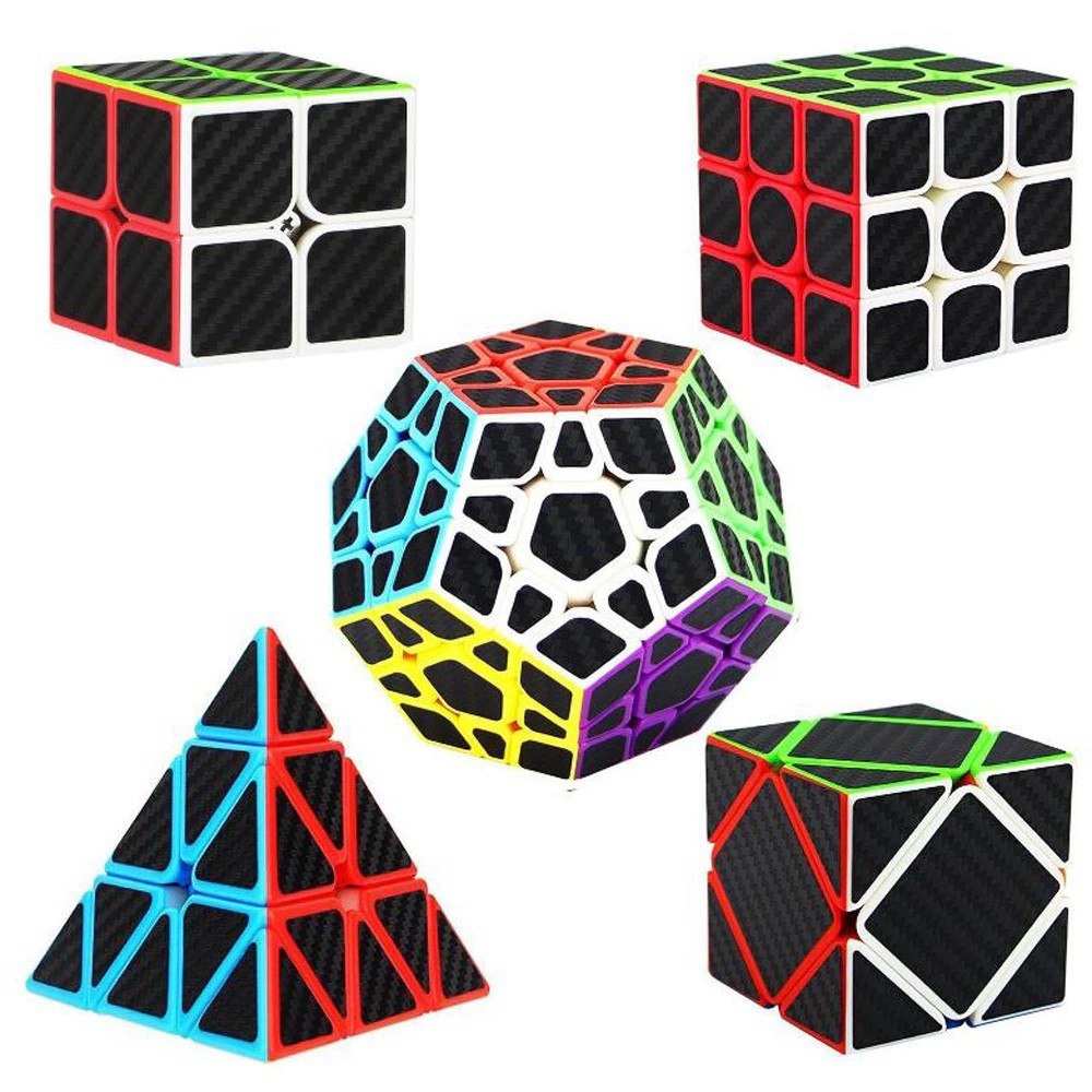 Combo 5 Rubik Cao Cấp Zcube carbon -  Rubik Phát Triển IQ - Quay Trơn Mượt, Bẻ Góc Cực Tốt