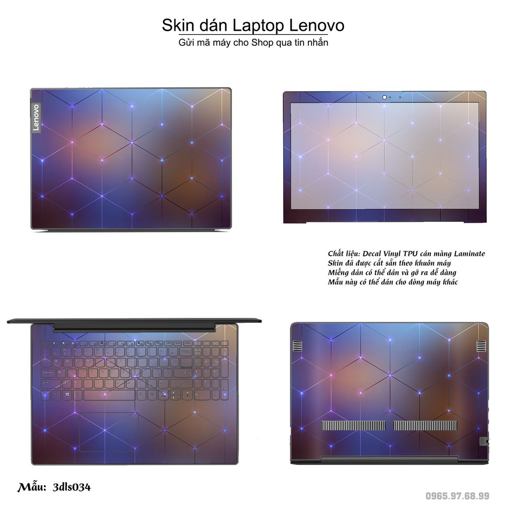 Skin dán Laptop Lenovo in hình 3D Color (inbox mã máy cho Shop)