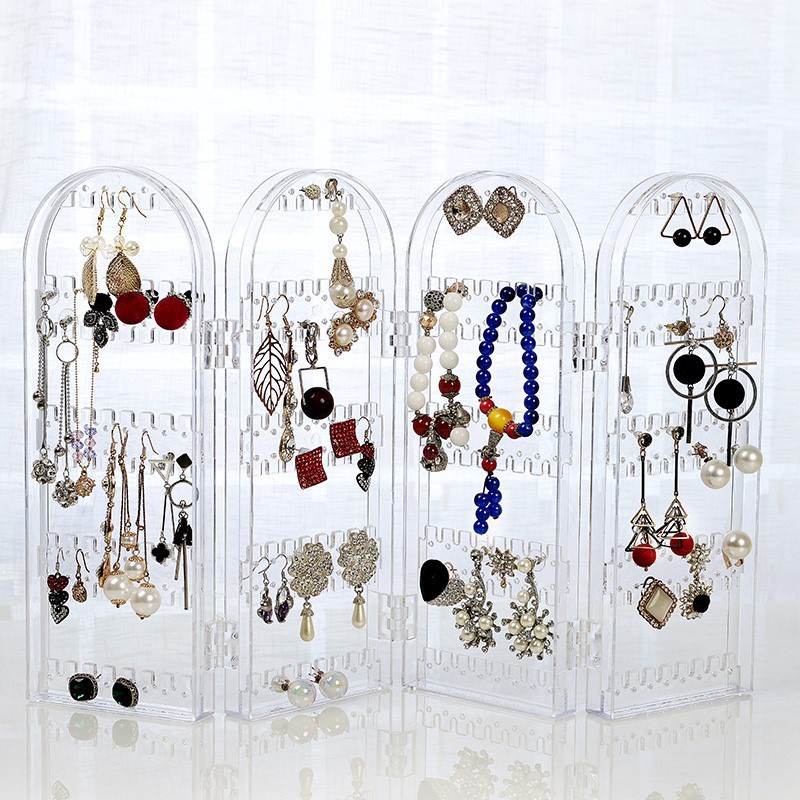 Giá trưng bày hoa tai/trang sức bằng acrylic có thể gập lại tiện dụng