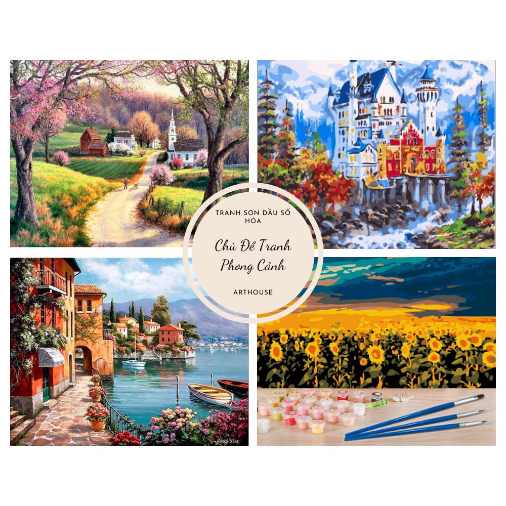 [SALE] Tranh sơn dầu số hóa tự vẽ tự tô màu không khung giảm giá tổng hợp mẫu - artHOUSE
