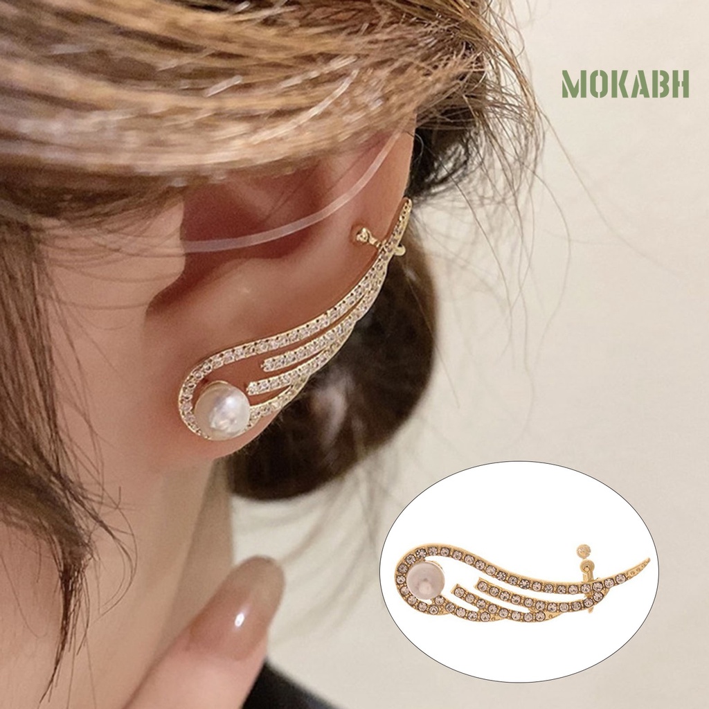 1 Đôi Bông Tai Hình Đôi Cánh Thiên Thần Đính Đá Lấp Lánh Thời Trang Dự Tiệc