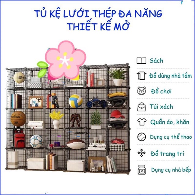 TỦ GHÉP LƯỚI SẮT ĐA NĂNG 8 Ô.