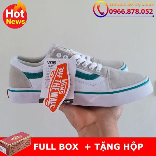 G giày vans old skool kelly green trắng sóng xanh mũi da lộn :)) * ! ₁ "