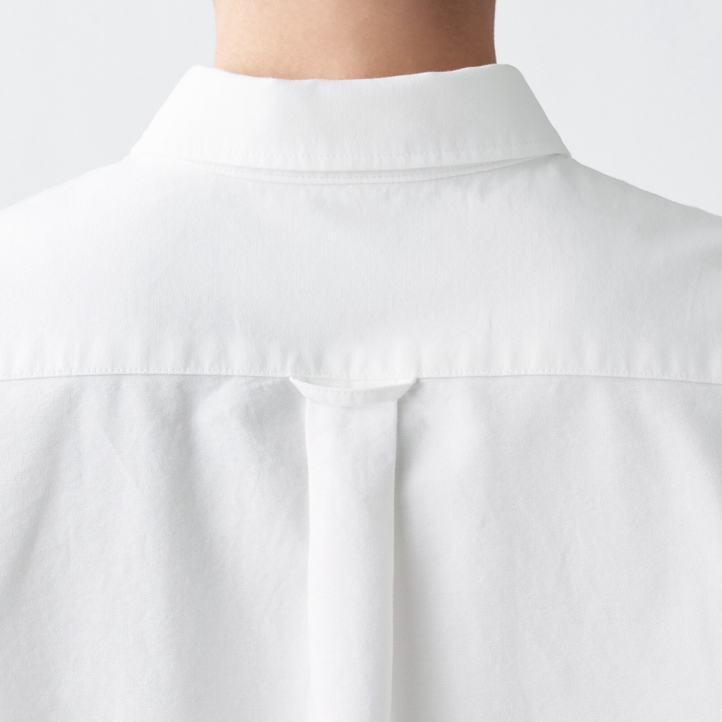 Muji Áo Sơ Mi Vải Oxford Washed Cổ Cài Nút