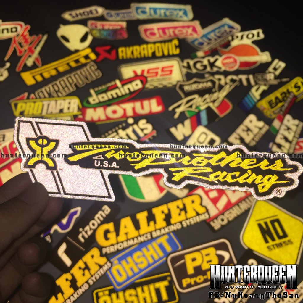 Logo TwoBrothers Racing[14.5x4.2] decal phản quang 3M cao cấp chống nước. Hình dán sắc nét, bền màu, dính chặt.