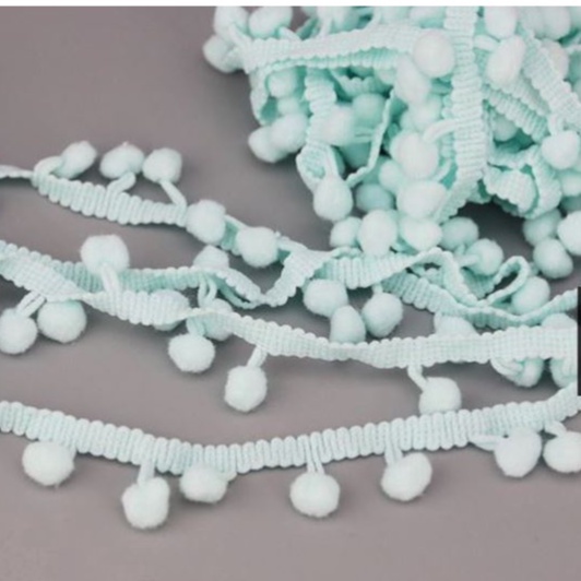 ⚡Có sẵn⚡ 1m dây ren đính QUẢ BÔNG POMPOM  1cm làm phụ kiện lolita handmade DIY