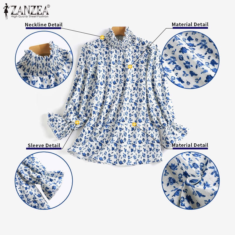 Zanzea Áo Tay Dài Cổ Lọ In Họa Tiết Phong Cách Hàn Quốc Dành Cho Nữ