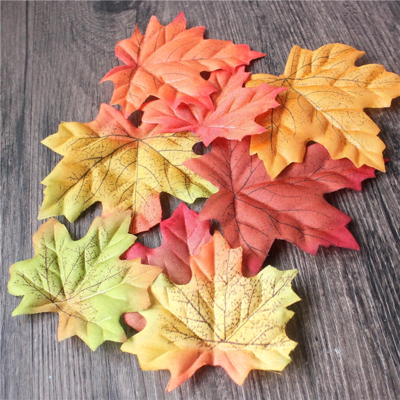 ♔P&amp;M♚50PCS Fashion Fall Silk Leaves Wedding Party Favor Autumn Maple Leaf Decor