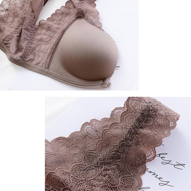 AOFEIQIKE Áo ngực đẩy không gọng viền ren