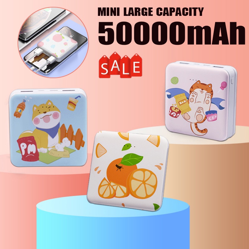 Krekco® 🔥Khối lượng lớn 🔥Mini PowerBank 50000mAh SẠC NHANH POWERBANKS TÚI TRƯỜNG HỢP PINENG 50000mAh LOẠI C Hoạt Hình Dễ Thương Mini Dung Tích Lớn Sạc PowerBank Di Động Điện Thoại Di Động Đèn USB-LED Sạc Di Động Sạc Ba