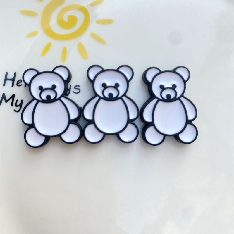 Set 10 Nút Nhựa Hình Gấu Uống Trà Sữa Trang Trí Ốp Điện Thoại