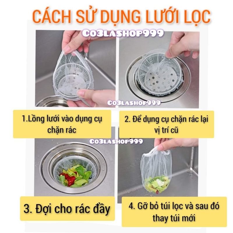 Túi 10 cái lưới lọc rác bồn rửa chén, tái sử dụng được (có 2 phân loại để lựa chọn)