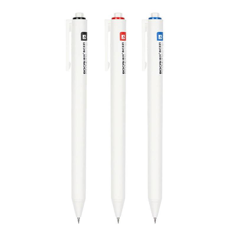 Bút mực đen đỏ xanh thiết kế vỏ Trắng ngòi 0.5mm dành cho học sinh