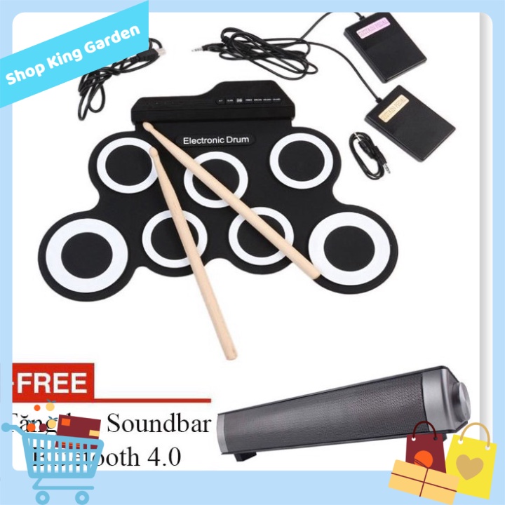 Bộ Trống điện tử Electronic Drum Portable tặng loa Bluetooth 4.0 âm thanh chân thật - King's Garden