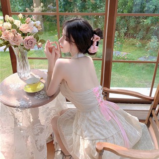 Đầm dây treo vai thắt nơ lưng tôn dáng nữ ulzzang