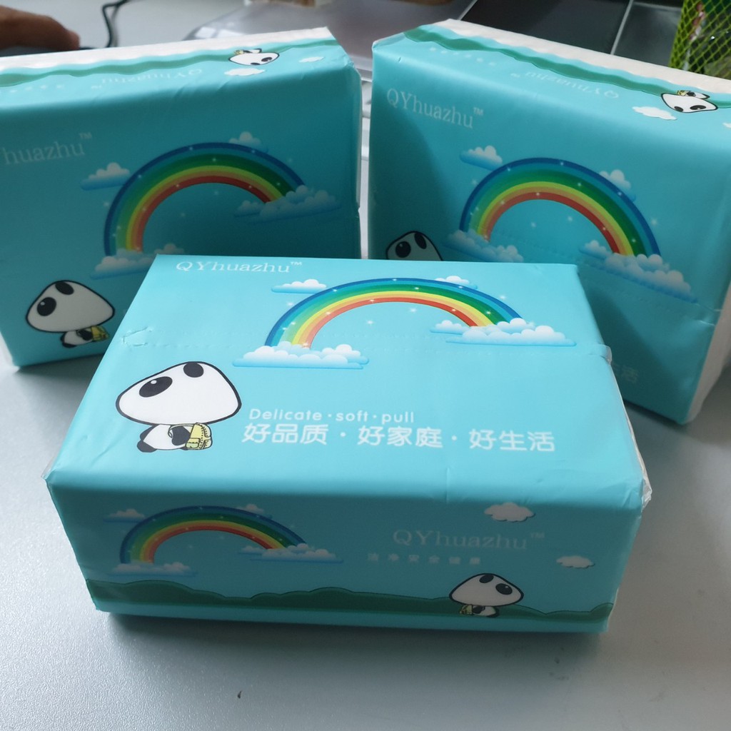 [LẺ] 1 GÓI 100 TỜ GIẤY ĂN GẤU TRÚC SIPIAO - GIẤY CẦU VỒNG QYHUAZHU SIÊU DAI | BigBuy360 - bigbuy360.vn