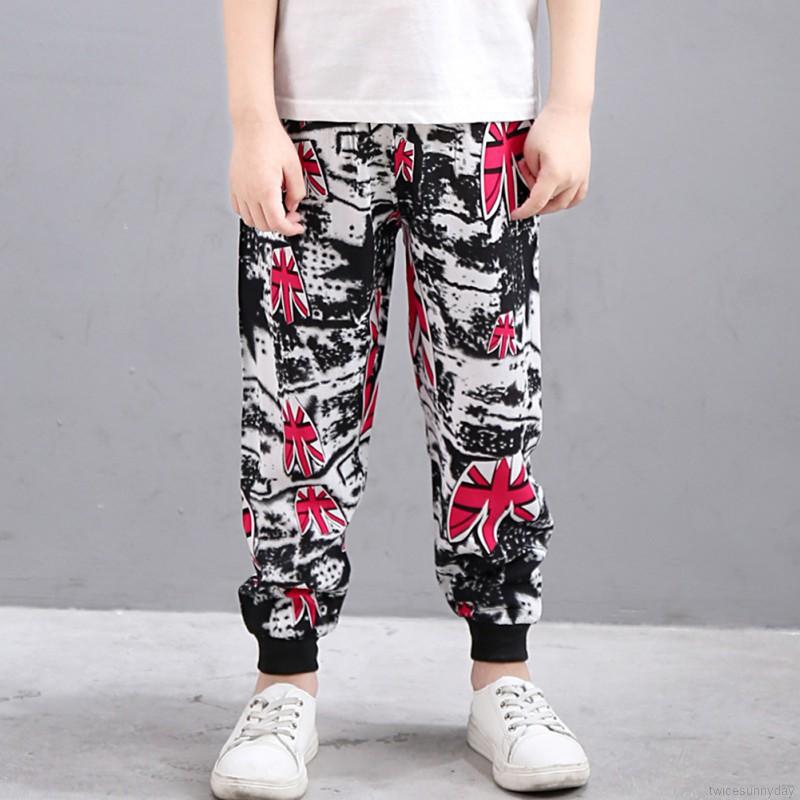 Quần dài cotton in cho bé