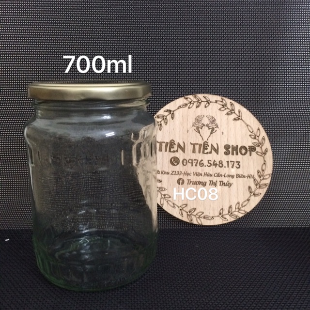 Hũ thuỷ tinh 700ml nắp thiếc vàng